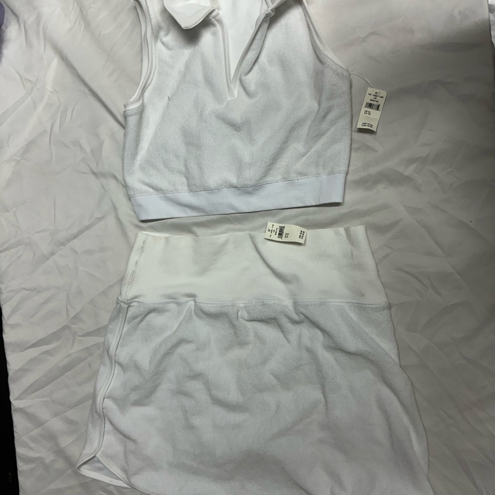 aerie White Athletic Crop Tank and Skort Set